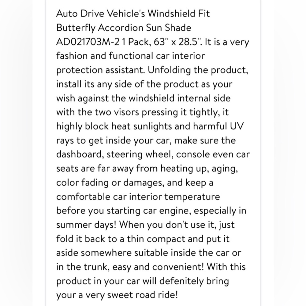 💜Auto Drive Vehicle's Windshield Fit Butterfly Accordion Sun Shade - Picture 12 of 13